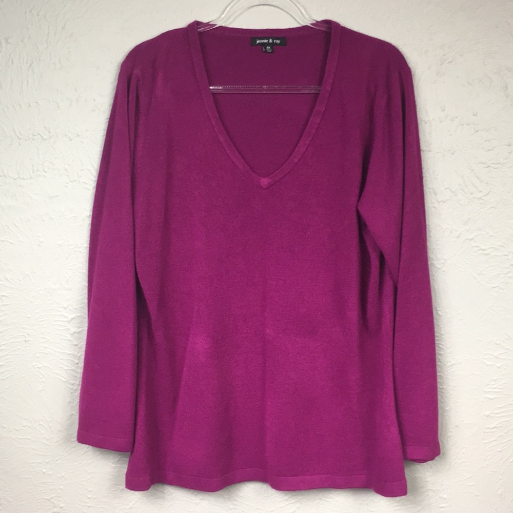 jennie & ray Purple V-neck Long Sleeve Shirt Top
